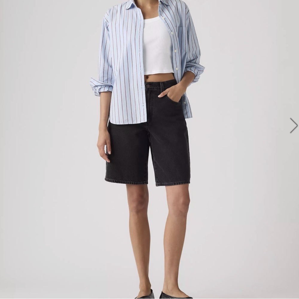 Levi's Black High-Rise Denim Bermuda Shorts
